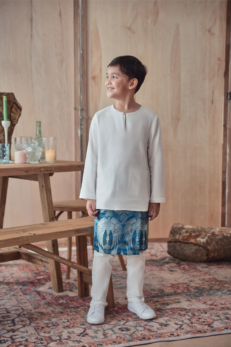 kurta cotton teluk belanga putih