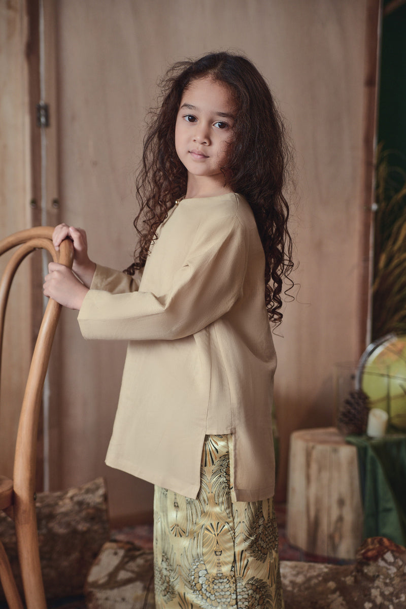 baju kurung cotton khaki