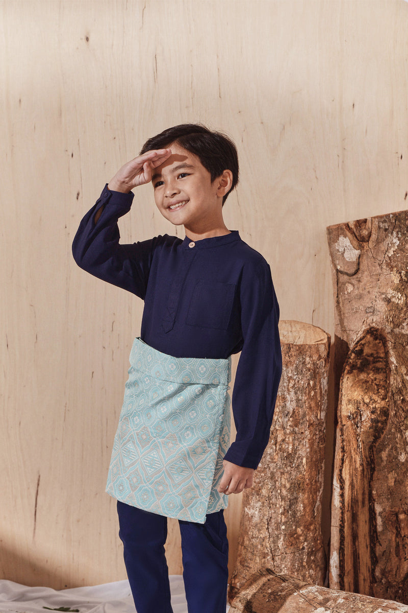 Navy Blue Top Blouse with Samping