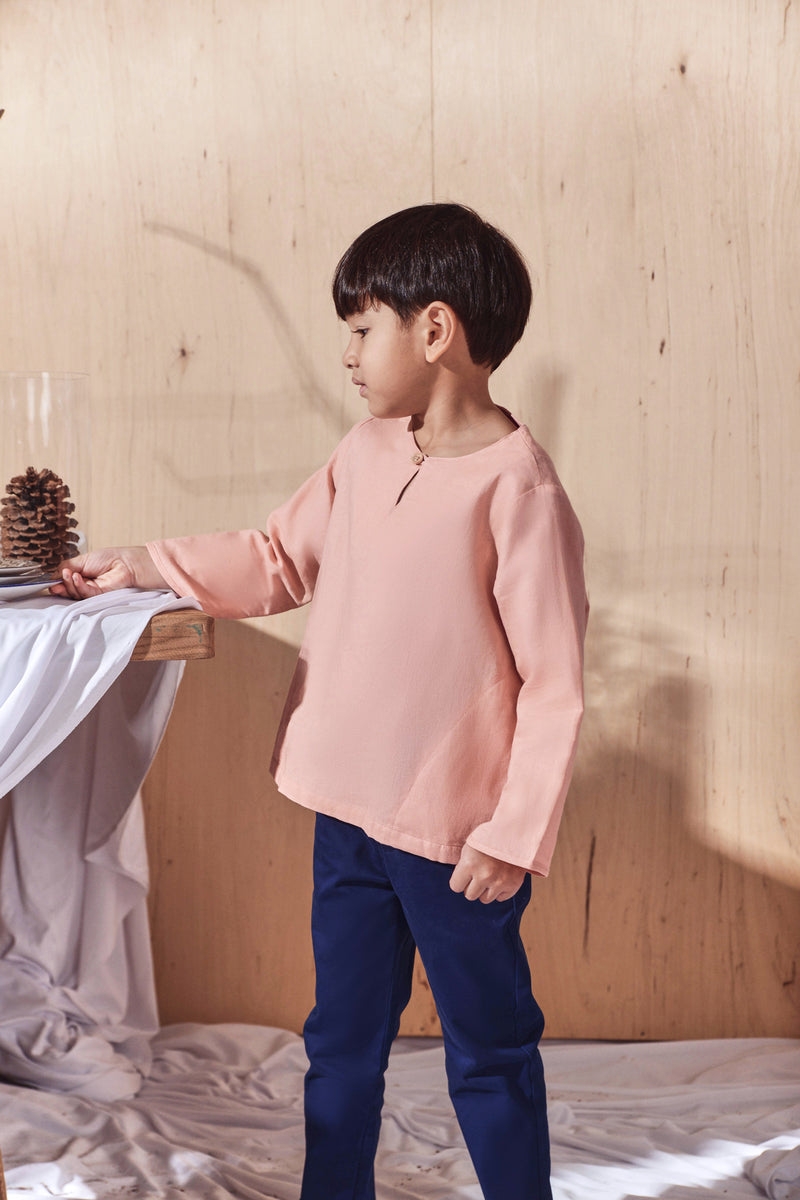 Peach Blouse matching Navy Blue Slim Pants