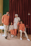 set baju raya sedondon keluarga orange cream